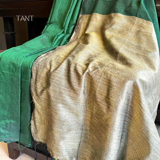 Bottle Green Khadi Cotton with Gicha Pallu with BP