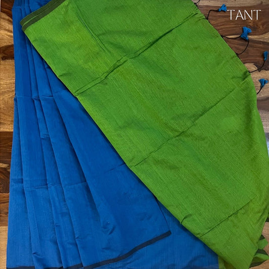 Blue And Green Cotton Saree with BP