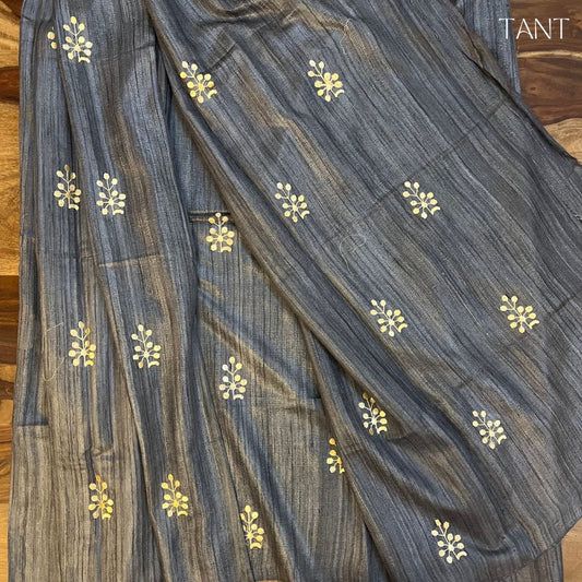 Grey Gicha Embroidery Saree with BP