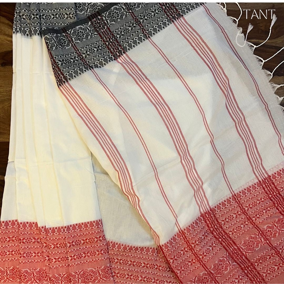 White Begumpuri Work Saree with BP